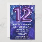 Invitation Garçon bleu violet 12e anniversaire (Devant)