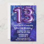 Invitation Garçon bleu violet 13e anniversaire (Devant)