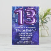 Invitation Garçon bleu violet 13e anniversaire (Debout devant)