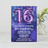 Invitation Garçon Bleu Violet 16e Anniversaire (Debout devant)