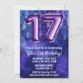 Invitation Garçon Bleu Violet 17e Anniversaire (Devant)
