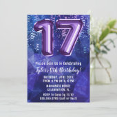 Invitation Garçon Bleu Violet 17e Anniversaire (Debout devant)