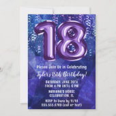 Invitation Garçon Bleu Violet 18e Anniversaire (Devant)