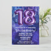 Invitation Garçon Bleu Violet 18e Anniversaire (Debout devant)