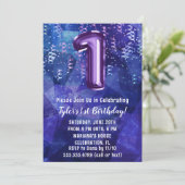 Invitation Garçon Bleu Violet 1er Anniversaire (Debout devant)
