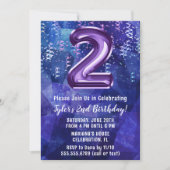 Invitation Garçon Bleu Violet 2e Anniversaire (Devant)