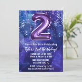 Invitation Garçon Bleu Violet 2e Anniversaire (Debout devant)