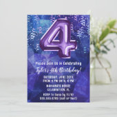 Invitation Garçon Bleu Violet 4ème Anniversaire (Debout devant)