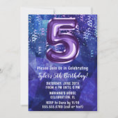 Invitation Garçon Bleu Violet 5ème Anniversaire (Devant)
