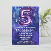 Invitation Garçon Bleu Violet 5ème Anniversaire (Debout devant)