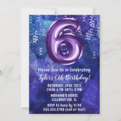 Invitation Garçon bleu violet 6ème anniversaire (Devant)