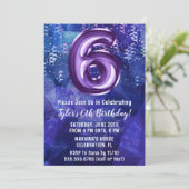 Invitation Garçon bleu violet 6ème anniversaire (Debout devant)