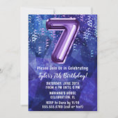 Invitation Garçon Bleu Violet 7e Anniversaire (Devant)
