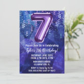 Invitation Garçon Bleu Violet 7e Anniversaire (Debout devant)