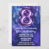Invitation Garçon Bleu Violet 8e Anniversaire (Devant)