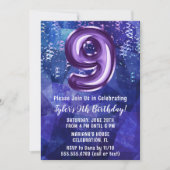 Invitation Garçon Bleu Violet 9e Anniversaire (Devant)