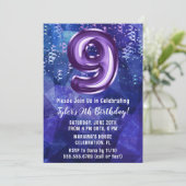 Invitation Garçon Bleu Violet 9e Anniversaire (Debout devant)