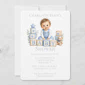 Invitation Garçon bloque la baby shower (Devant)