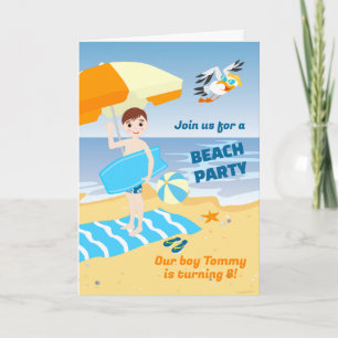 Invitation Garçon bodyboard amusement fête d'anniversaire pla