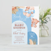 Invitation Garçon Boho Arche Teddy Bear Bearly Wait Baby Show (Debout devant)