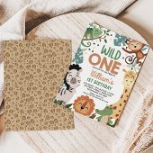 Invitation Garçon Brown Green Safari Wild One 1er anniversair