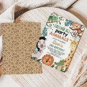 Invitation Garçon Brown vert appeler tous les animaux de fête