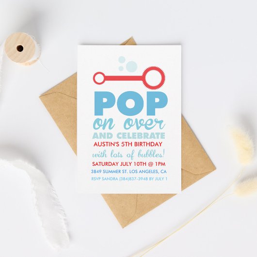 Invitation (Garçon) Bubble Party thème Anniversaire Invitatio