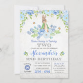 Invitation Garçon Bunny 2e fête d'anniversaire Jardin Bleu Fl (Devant)