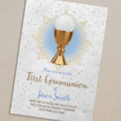 Invitation garçon catholique première communion chalice hôte