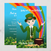 Invitation Garçon célébrant l'anniversaire le jour de la Sain (Devant / Derrière)