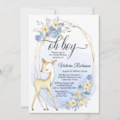 Invitation Garçon Cerf Oh Garçon Bébé Baby shower bleu beige (Devant)