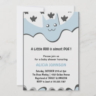 Invitation Garçon chauve-souris mignon Little boo Fête prénat