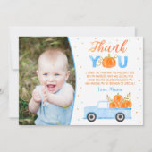 Invitation Garçon Citrouille Blue Truck Anniversaire Merci Ca (Devant)