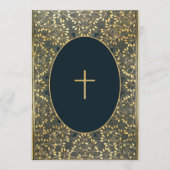 Invitation Garçon Confirmation Or Feuilles Croix Élégante Ble (Dos)