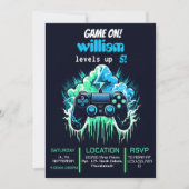 Invitation garçon cool gamin niveau jusqu'à 5e anniversaire (Devant)