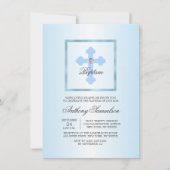 Invitation GARÇON croisé bleu fait sur commande de baptême de (Devant)