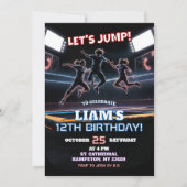 Invitation Garçon d'anniversaire au parc de trampoline Neon (Devant)