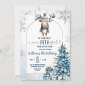 Invitation Garçon d'anniversaire de Noël renne enneigé (Devant)