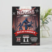 Invitation Garçon d'anniversaire Ninja Warrior Kids (Debout devant)