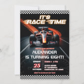 Invitation Garçon d'anniversaire voiture de course rouge F1 (Devant)