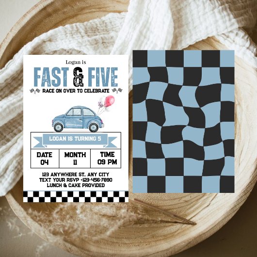 Invitation Garçon de 5 ans Fête d'anniversaire Fast & Five Vo