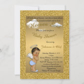 Invitation Garçon de baby shower, ange de bébé, parties (Devant)