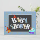 Invitation Garçon de baby shower de Patchwork Fleur de Lis (Debout devant)