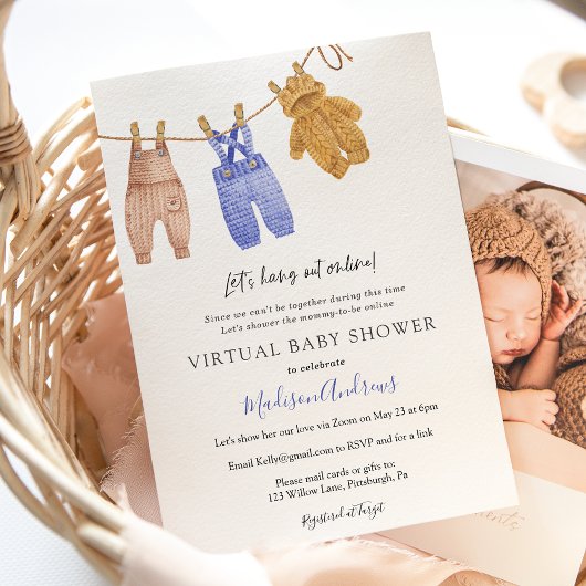 Invitation Garçon de Baby shower virtuel
