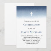 Invitation garçon de confirmation à l'aquarelle bleue (Devant / Derrière)
