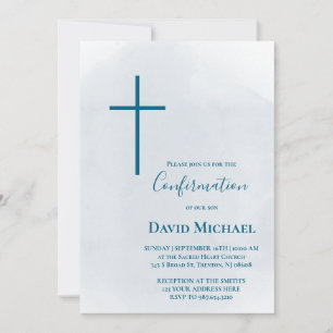 Invitation garçon de confirmation Croix bleue