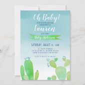 Invitation Garçon de couleur d'eau de baby shower de cactus - (Devant)