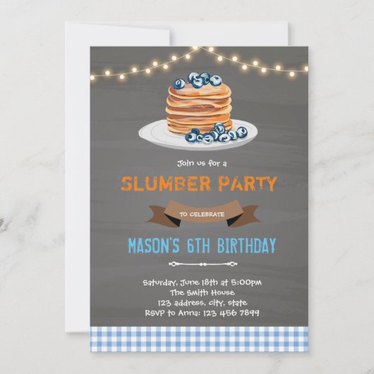 Invitation garçon de crêpe sommeil anniversaire (Devant)