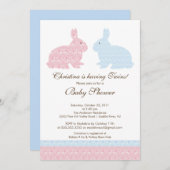 Invitation Garçon de fille d'invitation de baby shower de (Devant / Derrière)