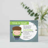 Invitation Garçon de Frankenstein mignon Fête d'Halloween pou (Debout devant)